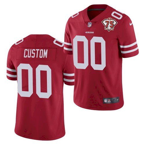 Youth San Francisco 49ers ACTIVE PLAYER Custom Red With 75th Anniversary Patch Limited Stitched Jersey